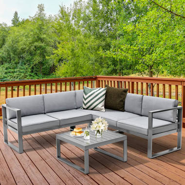 Garden metal best sale corner sofa